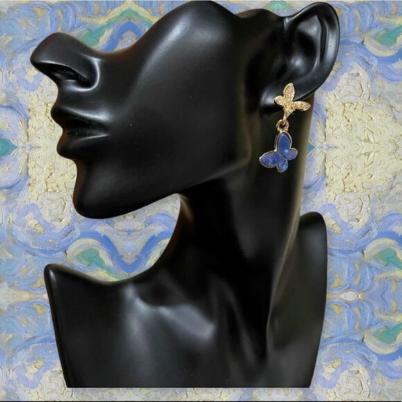 Butterfly Linear Drop Earrings - Picture 1 of 3